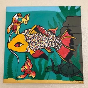 Fish in a pond🐠🎏🐢